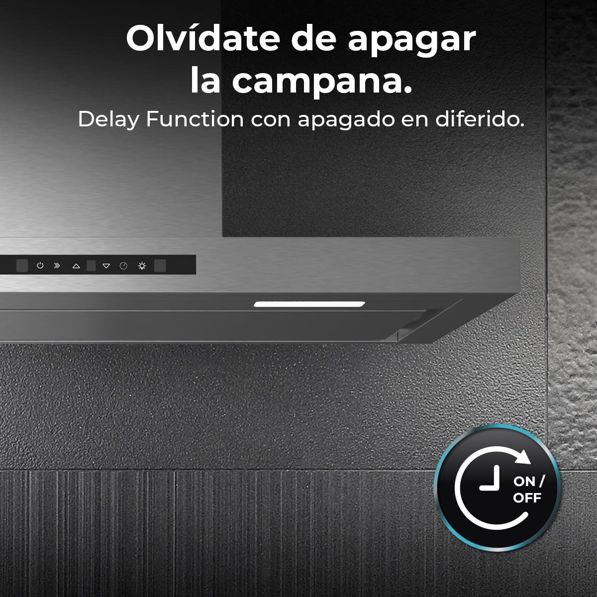 Cecotec Campana Extractora 90 cm Flux TT 908000 Glass Black A++, Clase A, 210W, Fuerza de succión de 800 m³/h, Acabado inoxidable, Control táctil, Hand Movement Control, Delay Funtion, Iluminación LED