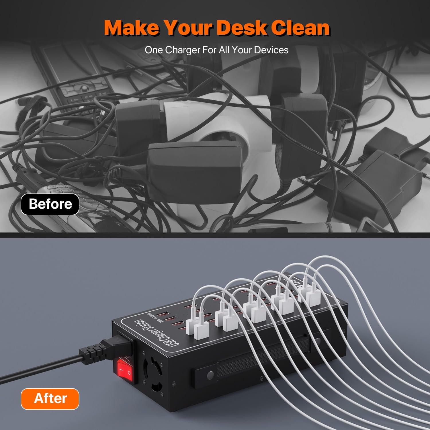 Ładowarka USB, 30 portów, 150 W/30 A, stacja ładująca, adapter sieciowy, ładowarka USB-A, hub, ładowarka ścienna, wtyczka sieciowa, kompatybilna z iPhone/Samsung/Google/tabletem itp.