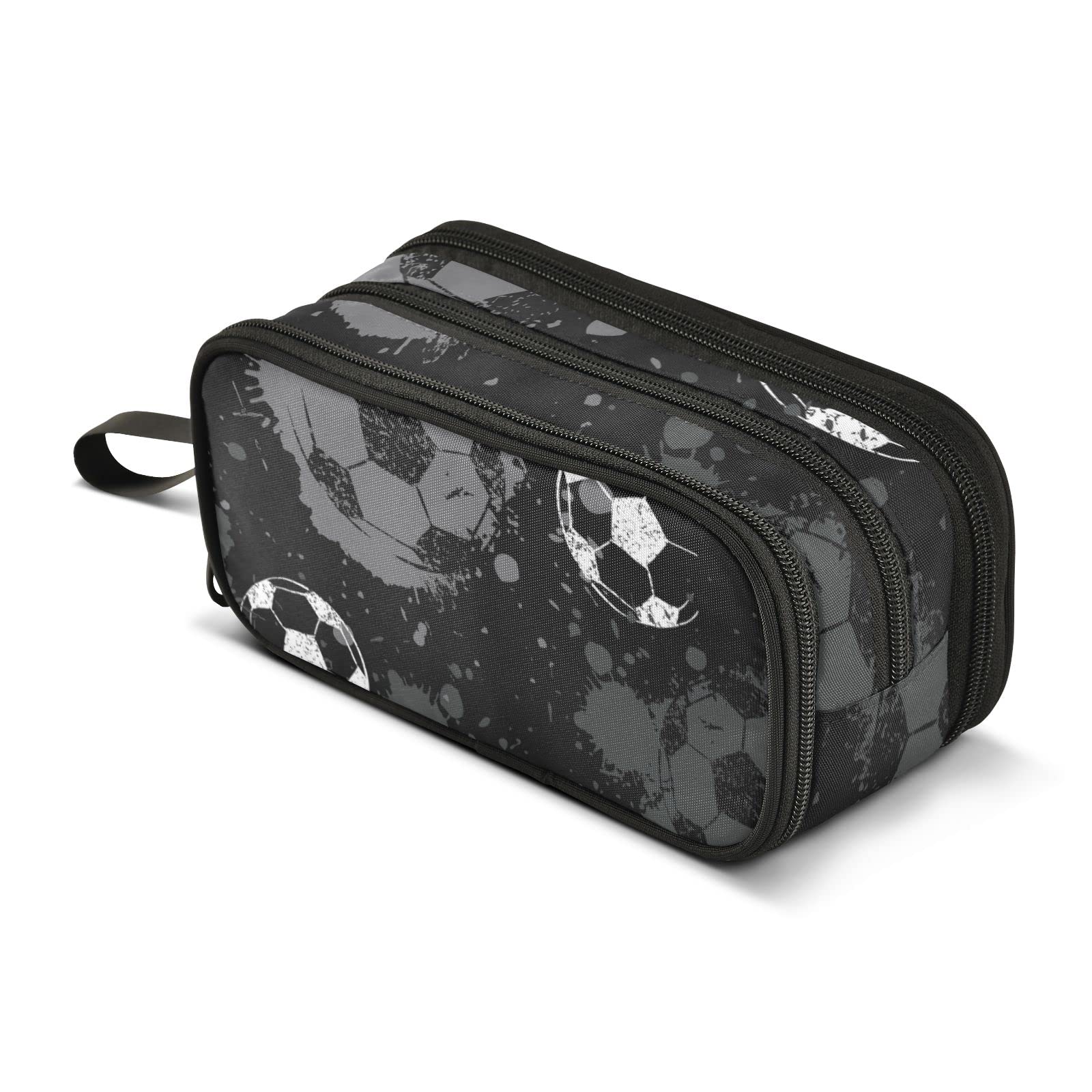 Mnsruu Large Pencil Case Football Soccer Ball Pencil Bag Portable Office Stationery Makeup Bag for Middle High School College Students Girls Boys