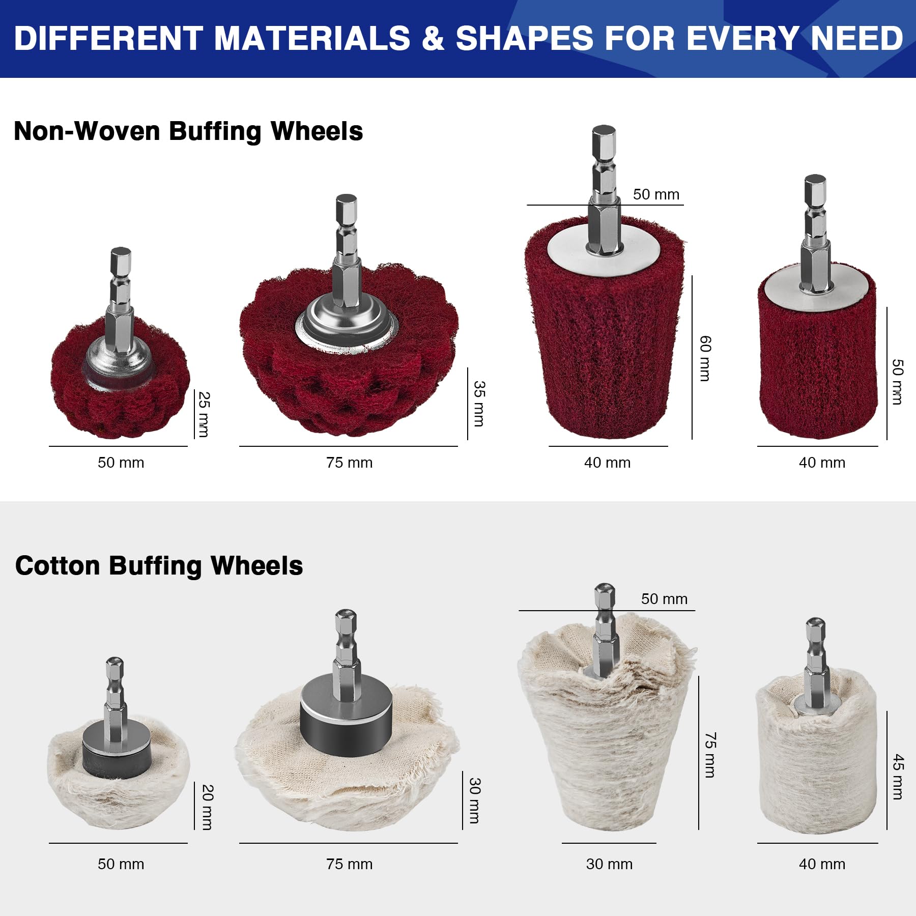 Buffing Wheels Kit - Rust Removal & Polishing -3 Buffing Wheels Kit - Rust Removal & Polishing -3