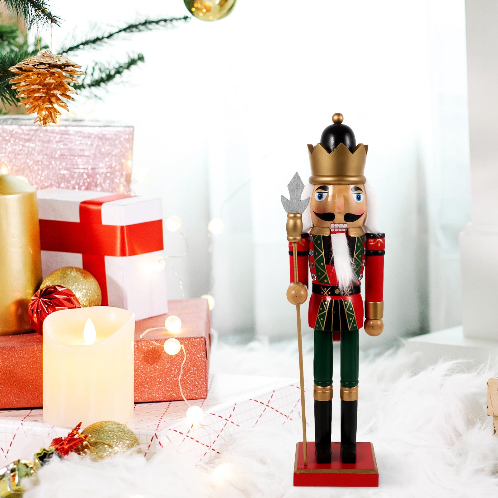 TOYANDONA 3 Piezas Cascanueces de Escritorio Navideño de Madera, Adorno
