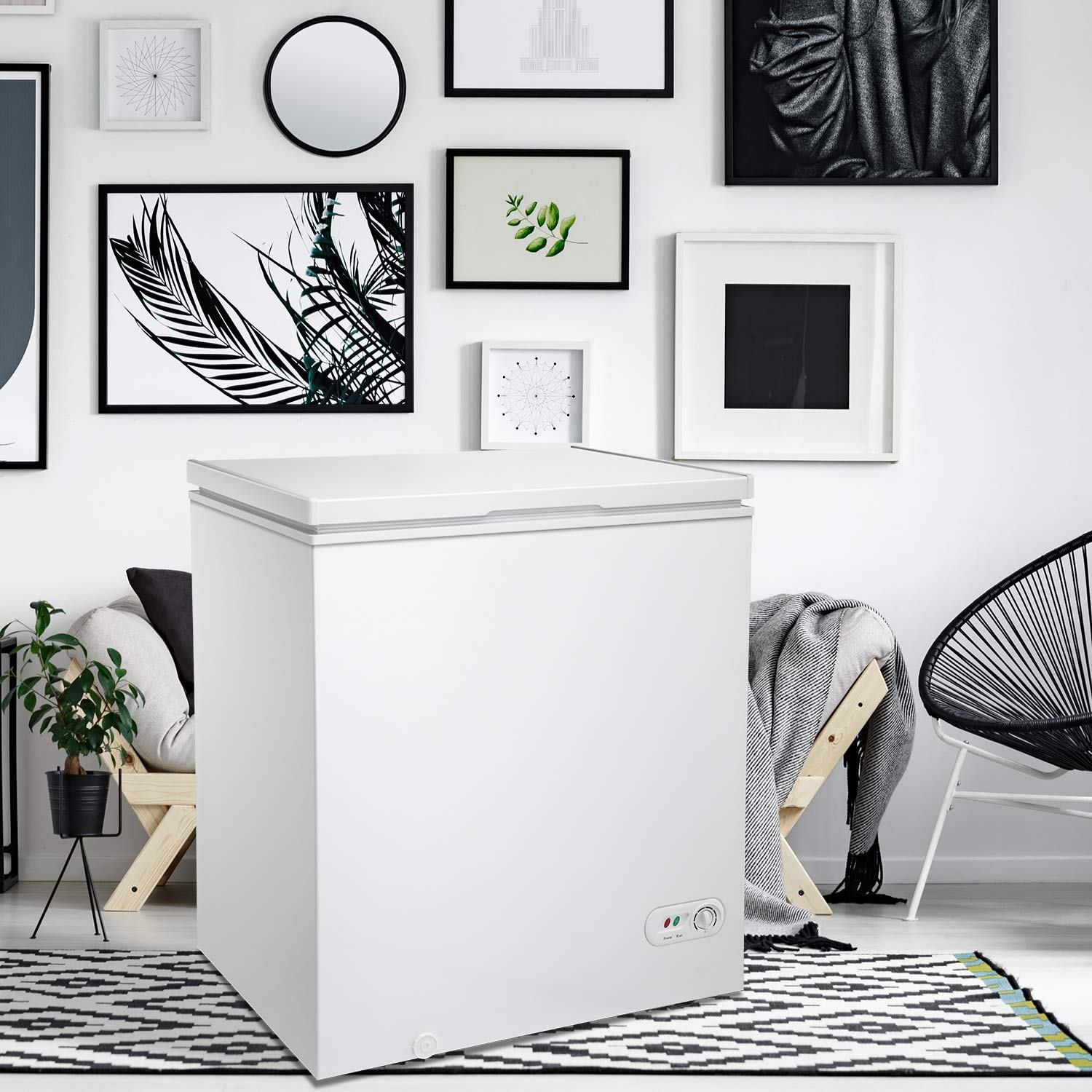 R.W.Flame Chest Freezer, Deep Freezer 5.0 Cu.Ft. W/Removable Basket, Adjustable Temperature, Energy Saving, Top Open Door Compact Freezer, White on Fridge.com - View 5
