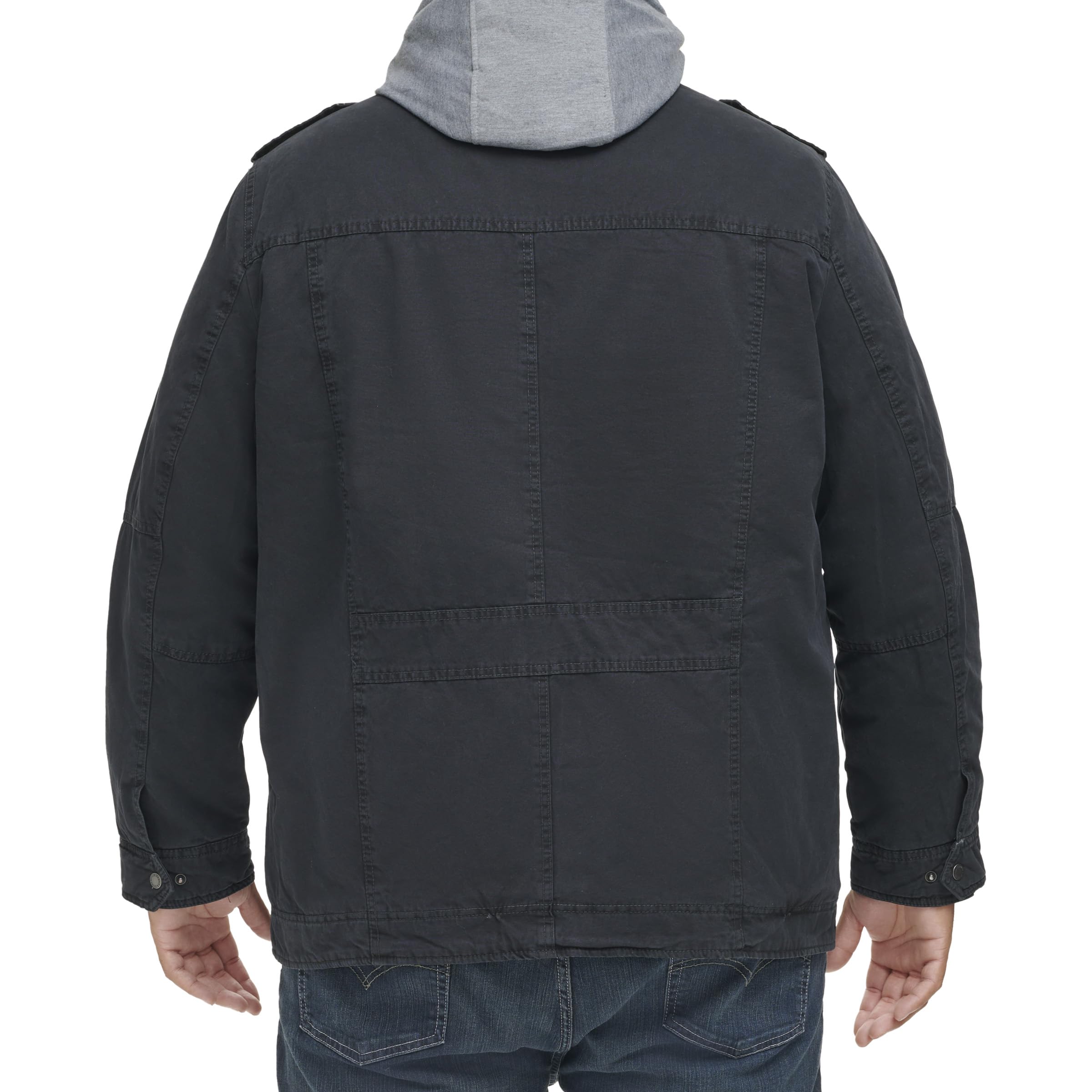 Levi's Herren Militärjacke aus gewaschener Baumwolle, mit abnehmbarer Kapuze, regulär und groß - Blau - 5X – Ansicht 2