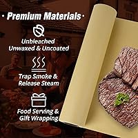 Vista 2 de YRYM HT Rollo de papel de carnicero marrón para ahumador, papel de regalo marrón natural de grado alimenticio para pechugas de barbacoa, ahumar