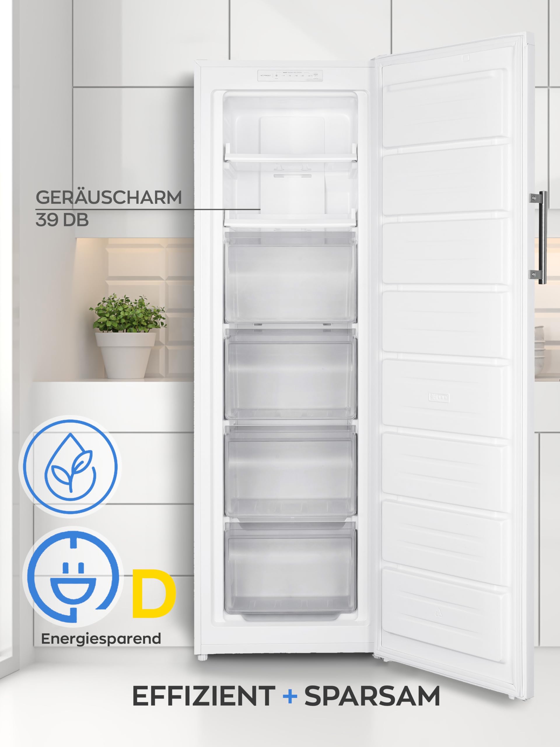 Heinrich´s Gefrierschrank 204L No-Frost -14°C~-22°C LED-Display wechselbarer Türanschlag weiß