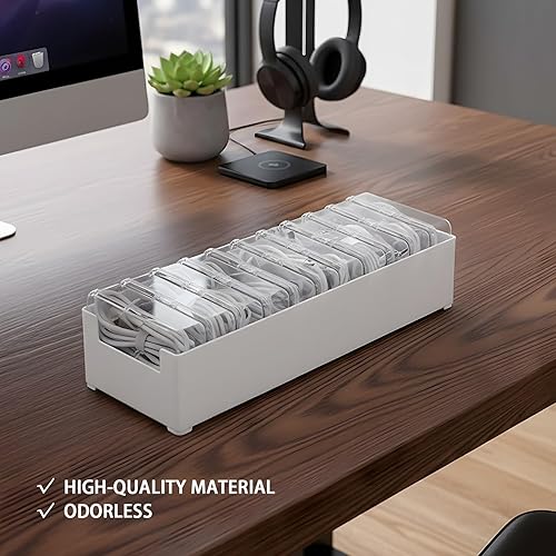 Miniatura 2 de 12 fundas organizadoras de cables, organizador de almacenamiento de cables para cajón con divisores, caja de almacenamiento de electrónica para