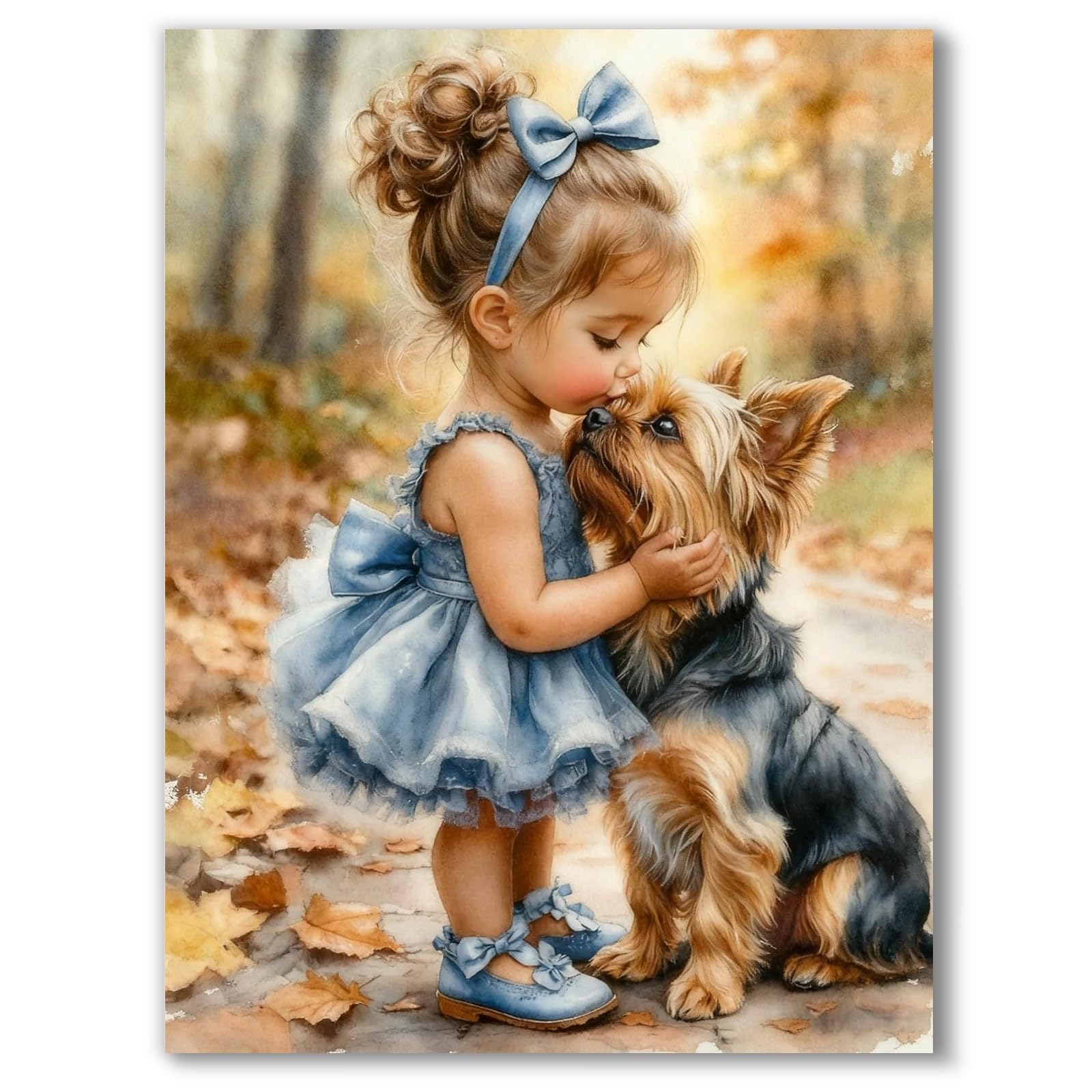 YarnWhimsy Diamond Art Kits Adults Animal, Cute Girl and Dog 5D Diamond Painting Kit, Yorkshire Full Drill Round Crystal Gem Arts and Craftsfor Adults, Great for Home Wall Decor, Gift, 30 x 40 cm