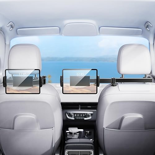 DICMKY Soporte para tablet con brazo de extensión para reposacabezas de automóvil, soporte ajustable para iPad para asiento trasero de automóvil,