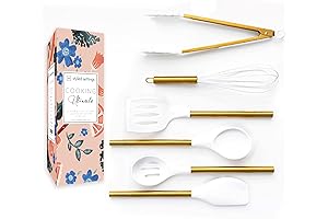STYLED SETTINGS Luxe White and Gold Kitchen Accessories 24-Piece Utensil Cooking Tool Set