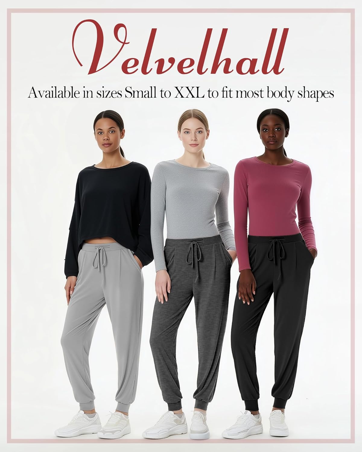 3 Pack Women's Yoga Joggers Pants, Drawstring Running Sweatpants with Pockets Lightweight Workout Lounge Pants - Image 5