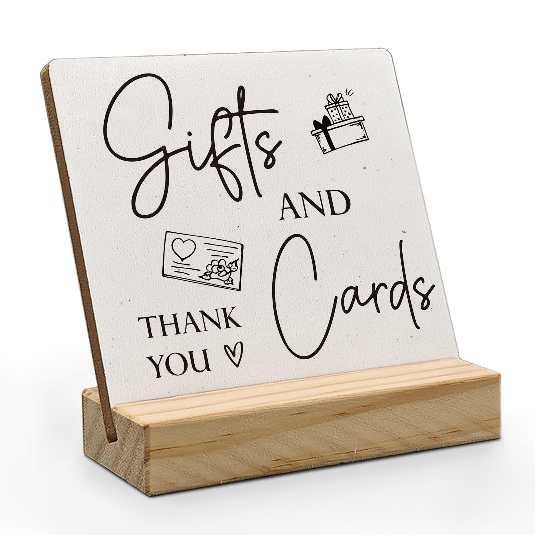 Cards and Gifts Sign for Wedding Decor, Gift Table Sign Wood Plaque, Thank You Sign, Wedding Signs for Ceremony and Reception Wooden Plaque with Wood Stand for Wedding Reception Decorations