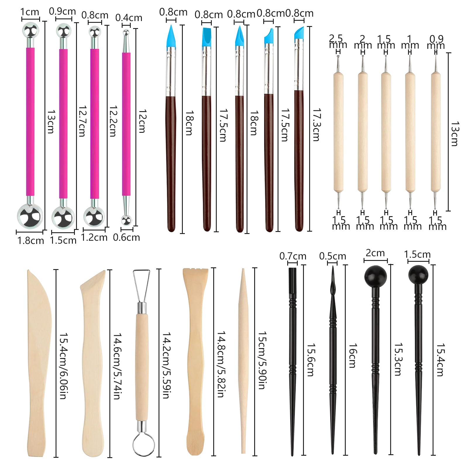 Kit 38 Pezzi Attrezzi Ceramica E Scultura - Con Borsa Portatile Per Argilla E Cake Design