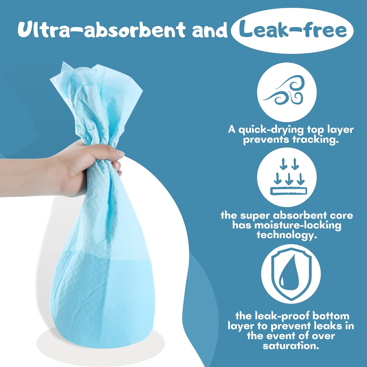(20-Pack) 23.5"x35.5" (60x90cm) Quick-Dry Dog and Puppy Toilet Training Pads - Ultra Absorbent Pet Pee Pads - with Leak-Proof Moisture Locking Technology - for Extra Large Dogs, Cats, and Rabbits