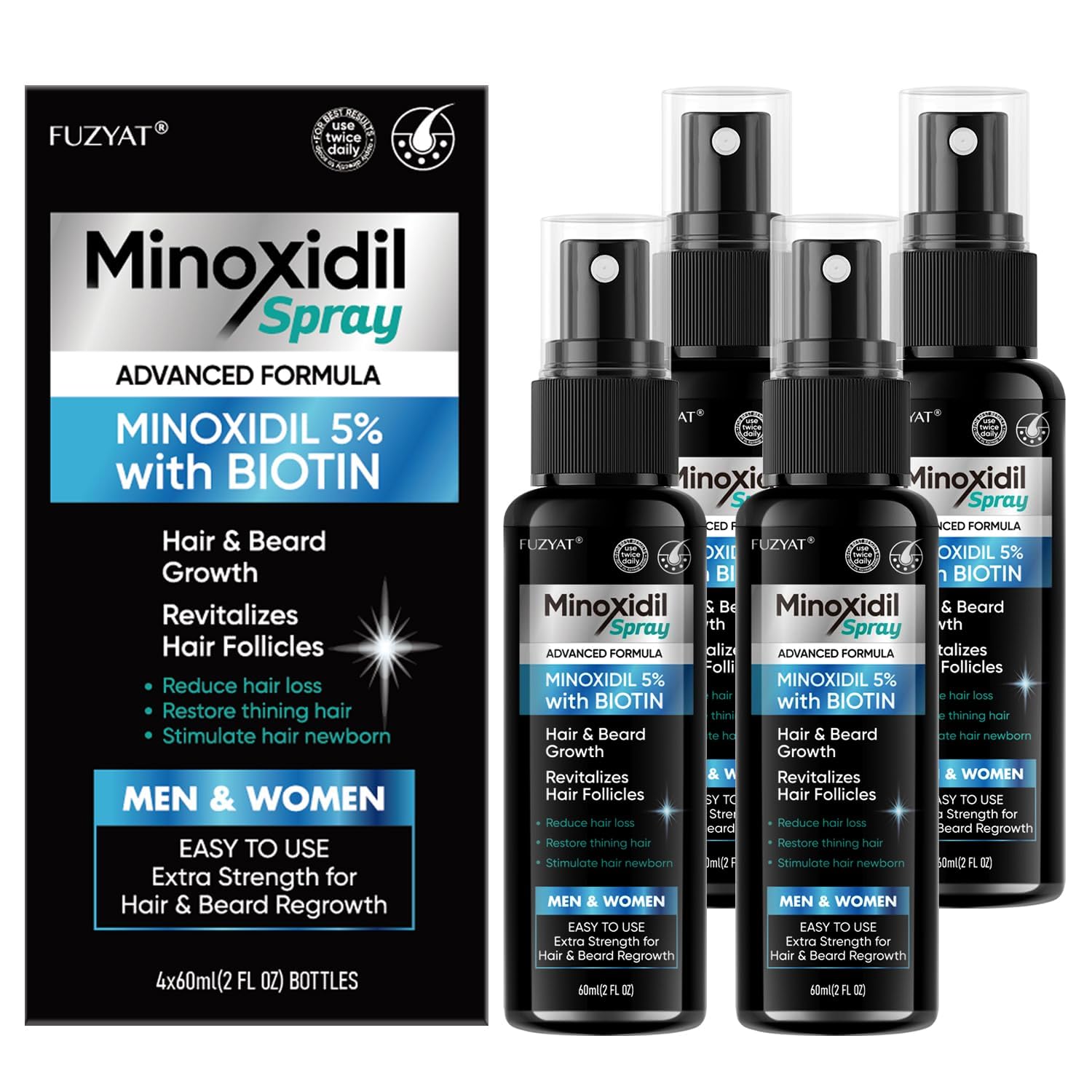 5 Minoxidil for Men Hair Loss Treatment Minoxidil for Women Hair Growth Spray For Men Women Supports Thinning