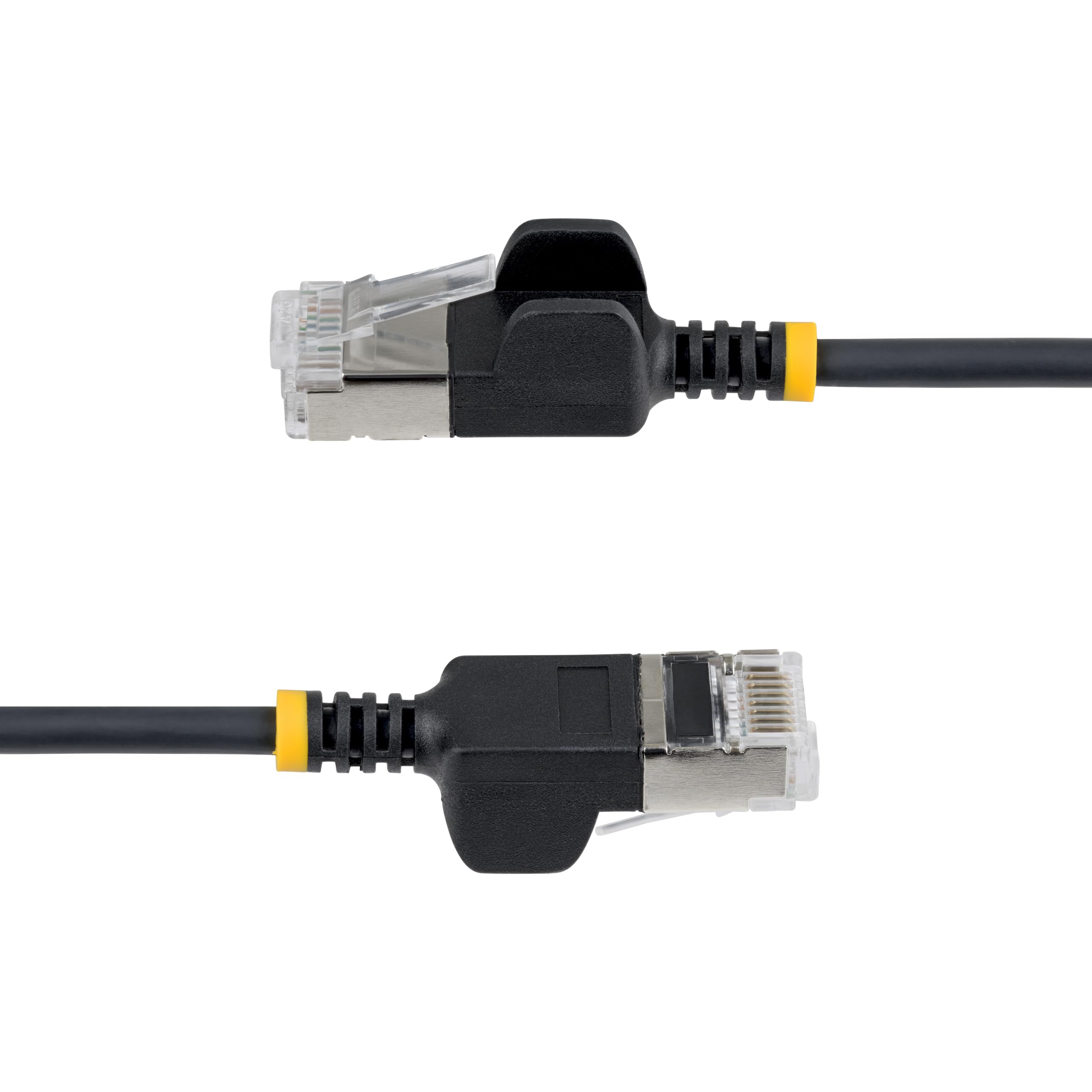 StarTech Cavo Ethernet Cat6A Ultra Slim Nero 30cm, Snagless, FTP, Rame Puro, Patch di Rete RJ45 Ultra Sottile 34 AWG, Testati Singolarmente, Confezione da 10