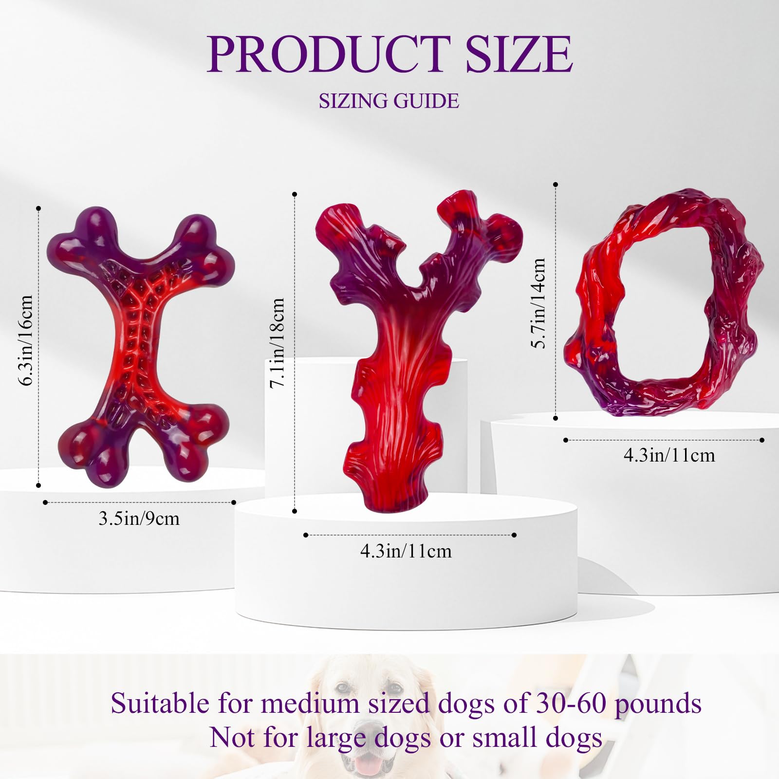 Frienhund Lot de 6 jouets indestructibles pour chiens de grande race : jouets pour chiens à mâcher agressifs, os à mâcher en nylon pour chiens de grande taille, chien, saveur de bœuf irrésistible