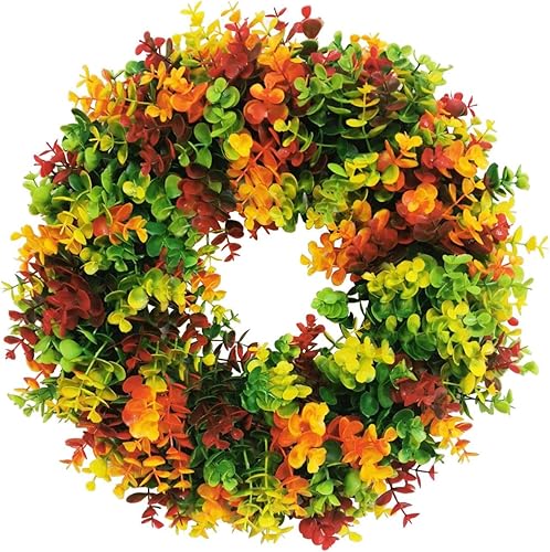 Decoración de otoño – Corona artificial de otoño de 16 pulgadas – Decoraciones de otoño para Acción de Gracias, Halloween, granja, cosecha