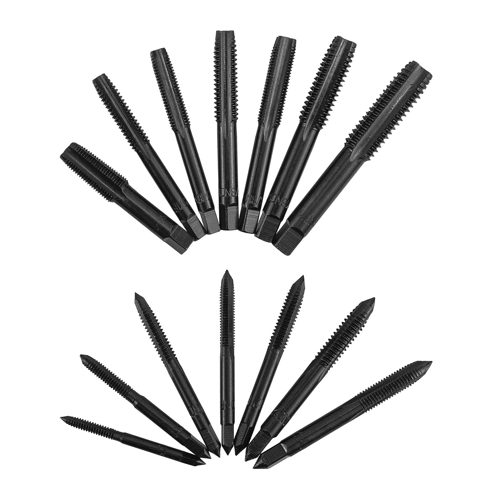 14Pcs / Set Threading Tap Set Straight Flutes Thread Screw Tap Metric Tapping Tool for Metalworking Woodworking Thread Cutting Tool