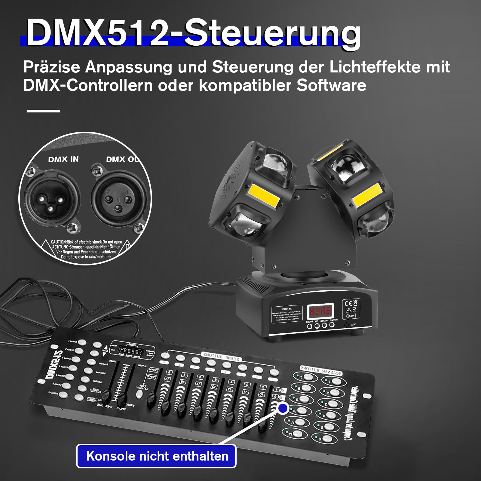Luce da discoteca per feste, Moving Head, LED RGB, proiettore DJ, controllo musicale, DJ, effetto DMX, per KTV, riunioni di famiglia, matrimonio, compleanno, Halloween (T08)
