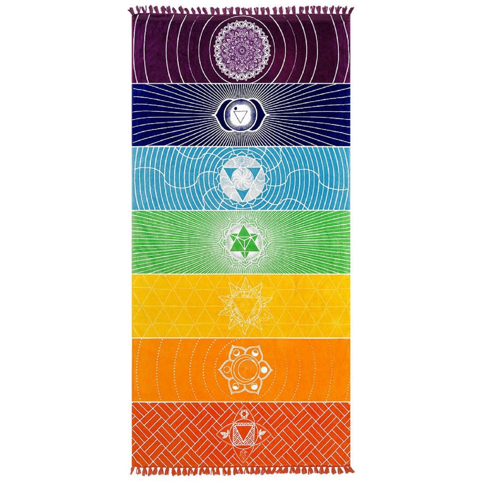 Shukqueen Rainbow-Thin Sun-Shine Trade Thin Bohemia Single Rainbow 7 Chakra Tapestry Towel Mandala Hippie Boho Stripes Yoga Mat