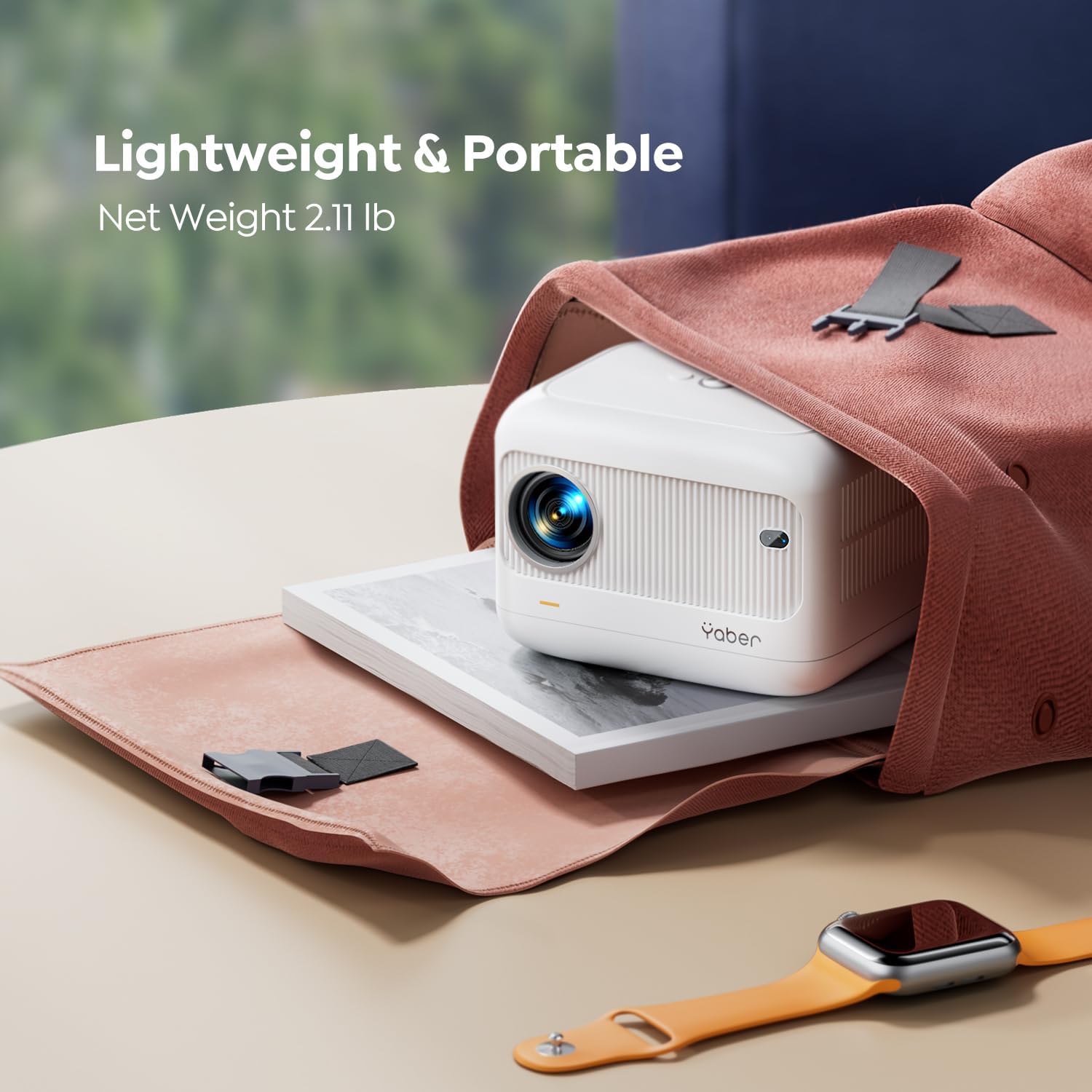 YABER E1 Mini Projector showing 5G and 2.4G WiFi connectivity