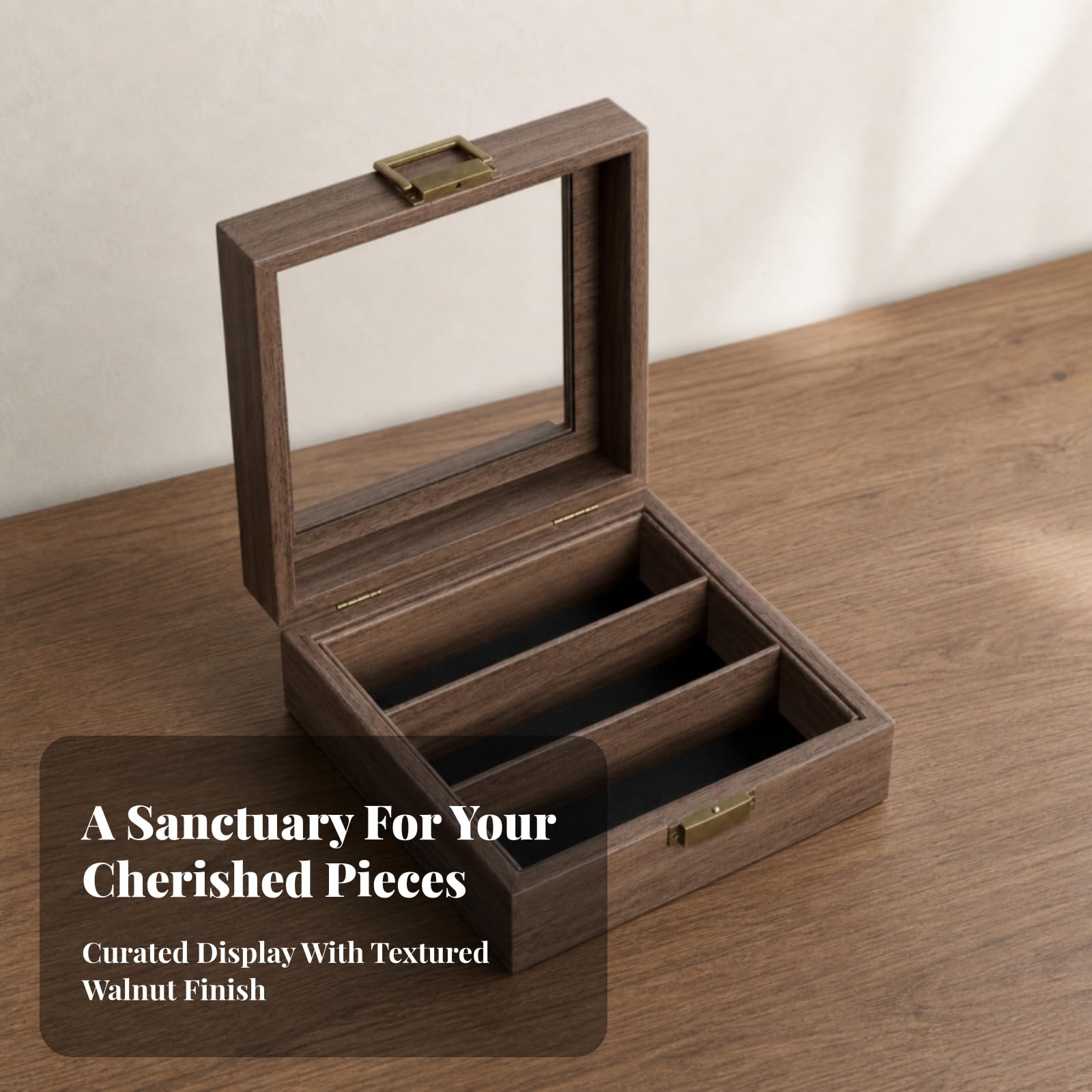 MERIGLARE Stilvoll Schmuckbox mit Fächn elegant, Schmuckorganiz, für Schminktisch, Schmuckliebhab, Uhrensamml, 4+3 Raster