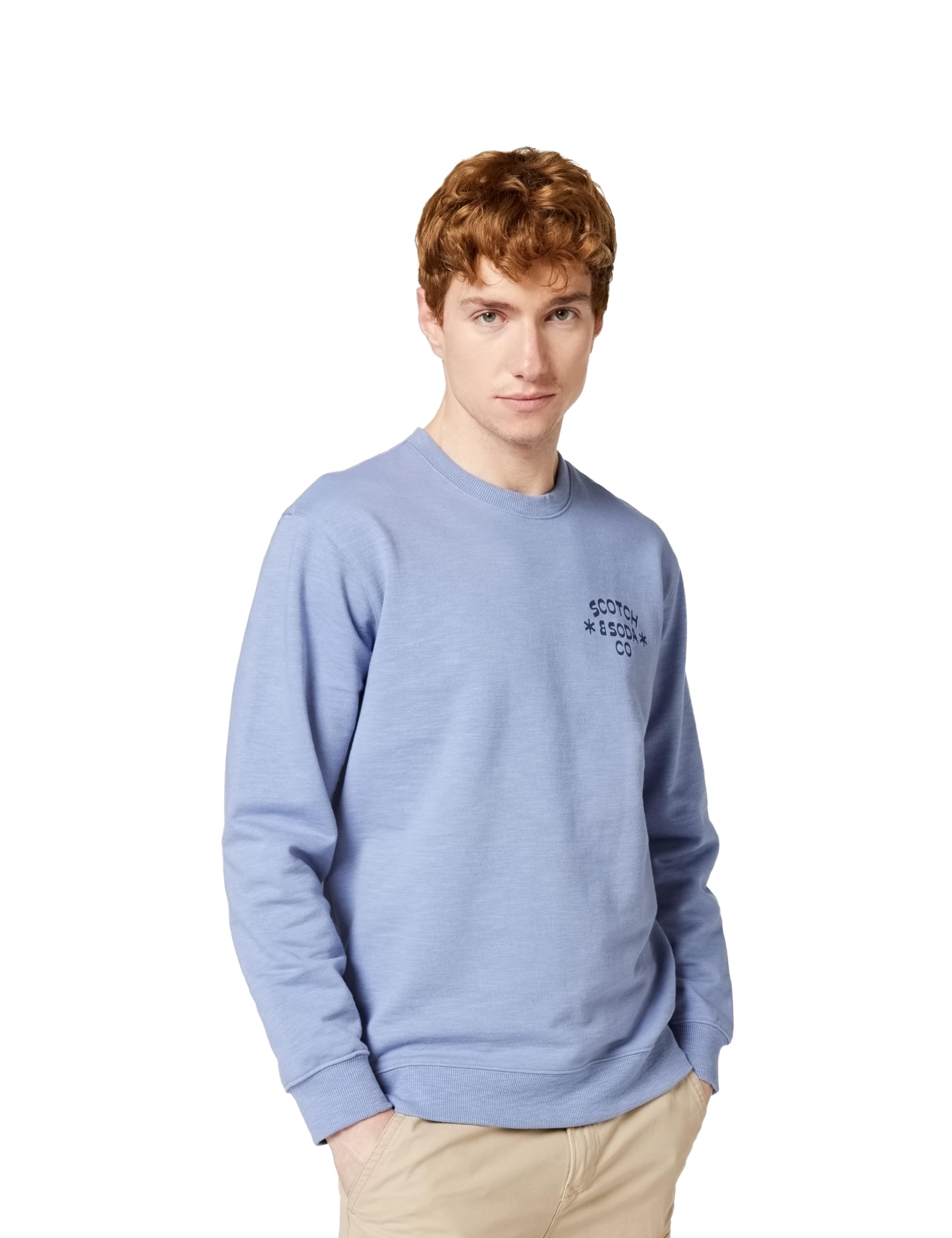 Scotch & Soda Sudadera de Cuello Redondo con Logotipo en el Pecho Izquierdo