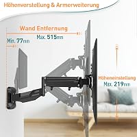 Suport TV și monitor de perete ELIVED reglabil pe înălțime, 23-55 inchi, până la 25 kg, VESA max 400x400, cu arc pe gaz, înclinabil și rotativ, EV031 3