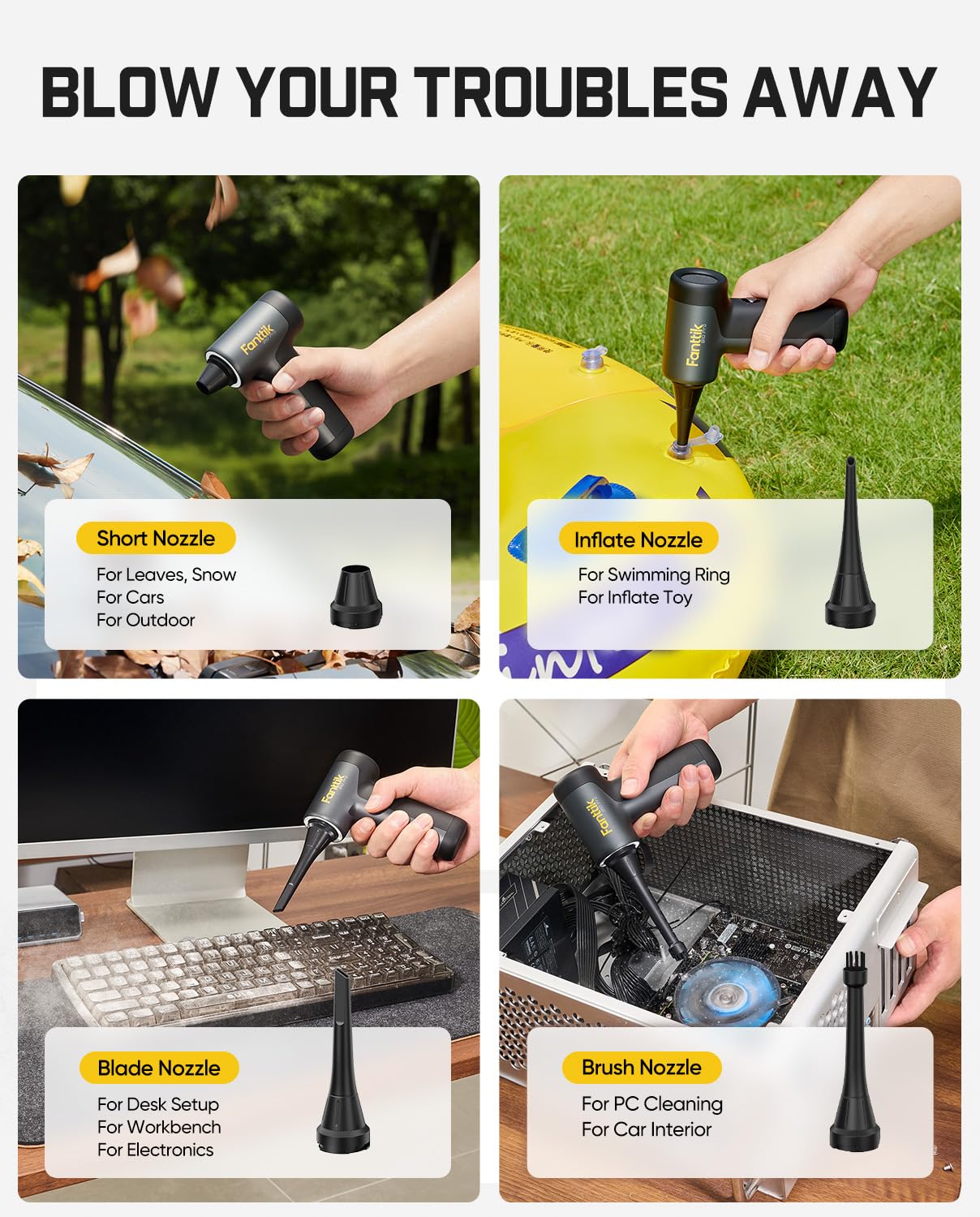 Fanttik B10 Pro Elektrische Staubgebläse, 110.000 U/min bürstenloser Motor, 3-Gang einstellbar, Air Duster für PC, Elektronik