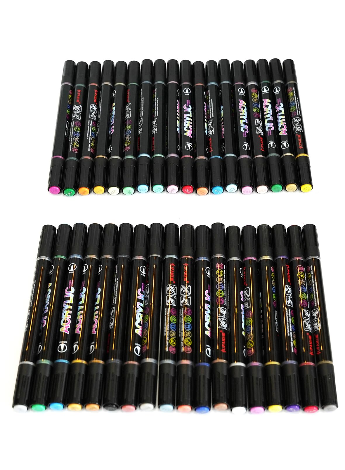 36 Farben Acrylstifte Set mit Doppelspitze, Acrylmarker (Pinsel & Feine Spitze), Acrylic Paint Marker für Erwachsene, Acrylic Marker Set Für Holz, Leinwand, Stein, Glas, Keramik