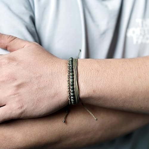 Miniatura 512 de Handmade Natural Stone Beaded Healing Bracelet Gift for Men Adjustable Rope String Bracelet