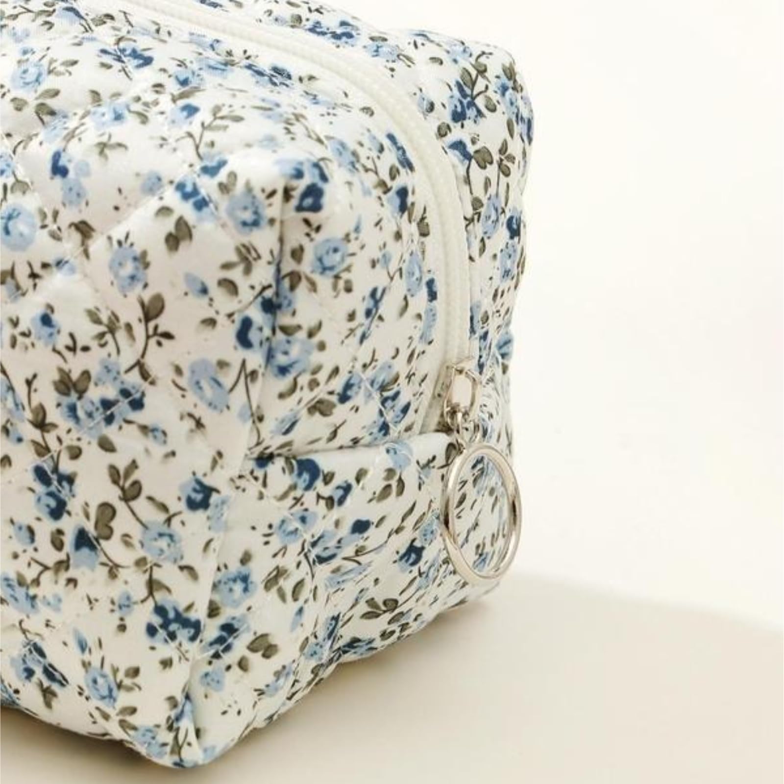Neceser Maquillaje Bolsa de Maquillaje Acolchada con Estampado Floral for Mujer, Elegante y de Gran Capacidad, Ideal for Guardar cosméticos y for niñas. Viaje(Pink Green Florals)