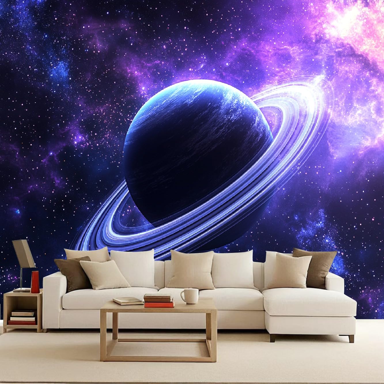 Fototapeta Saturn 250 x 175 cm, tapeta z włókniny XXL, nowoczesna tapeta ścienna, kosmos, planeta, salon, sypialnia, efekt 3D, dekoracja ścienna, galaktyka, do pokoju dziecięcego, jadalni