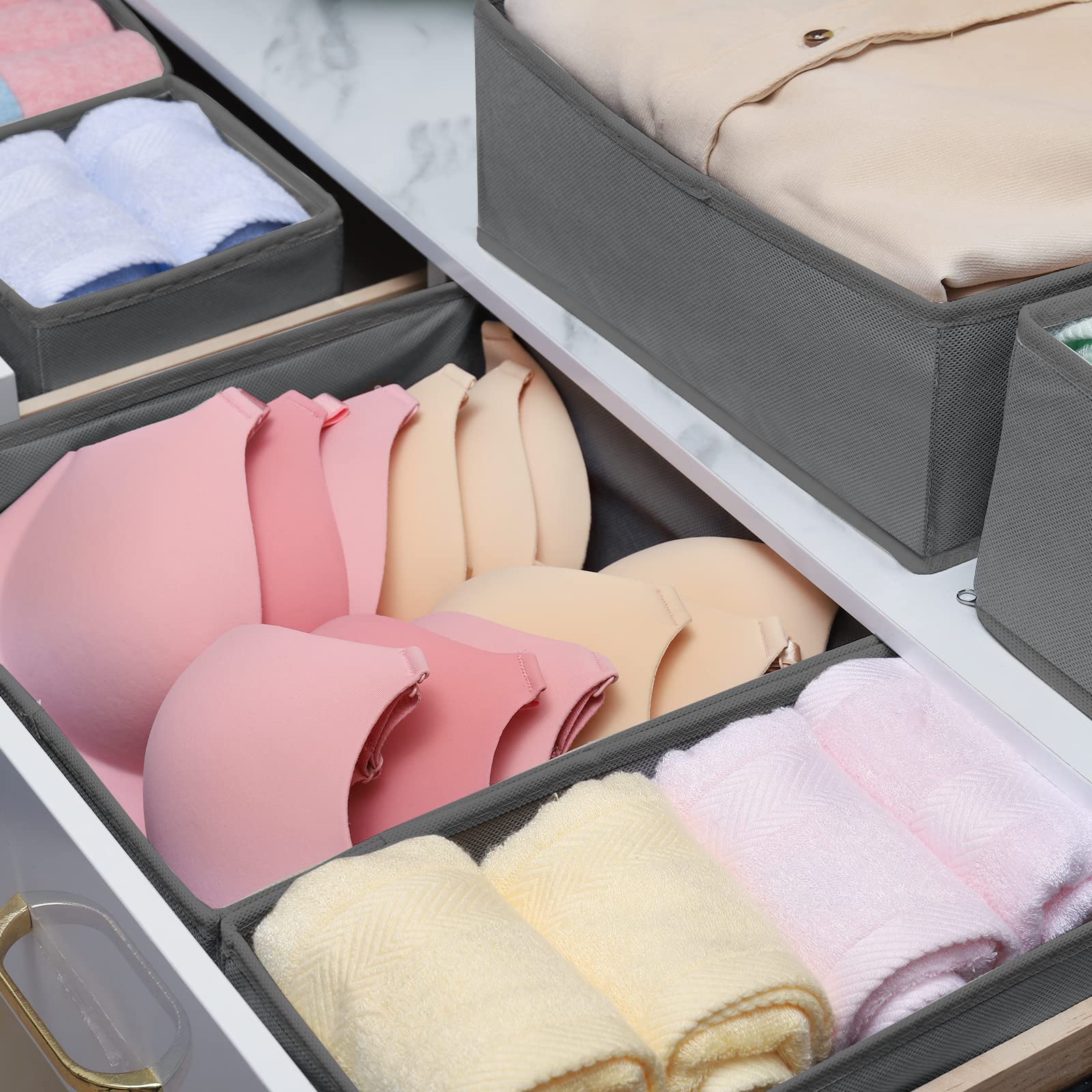 Felibeaco Juego de 12 organizadores plegables para cajones de ropa, cajones de tela, divisores, organizadores de almacenamiento de ropa para ropa interior, sujetadores, lencería, bragas, calcetines,