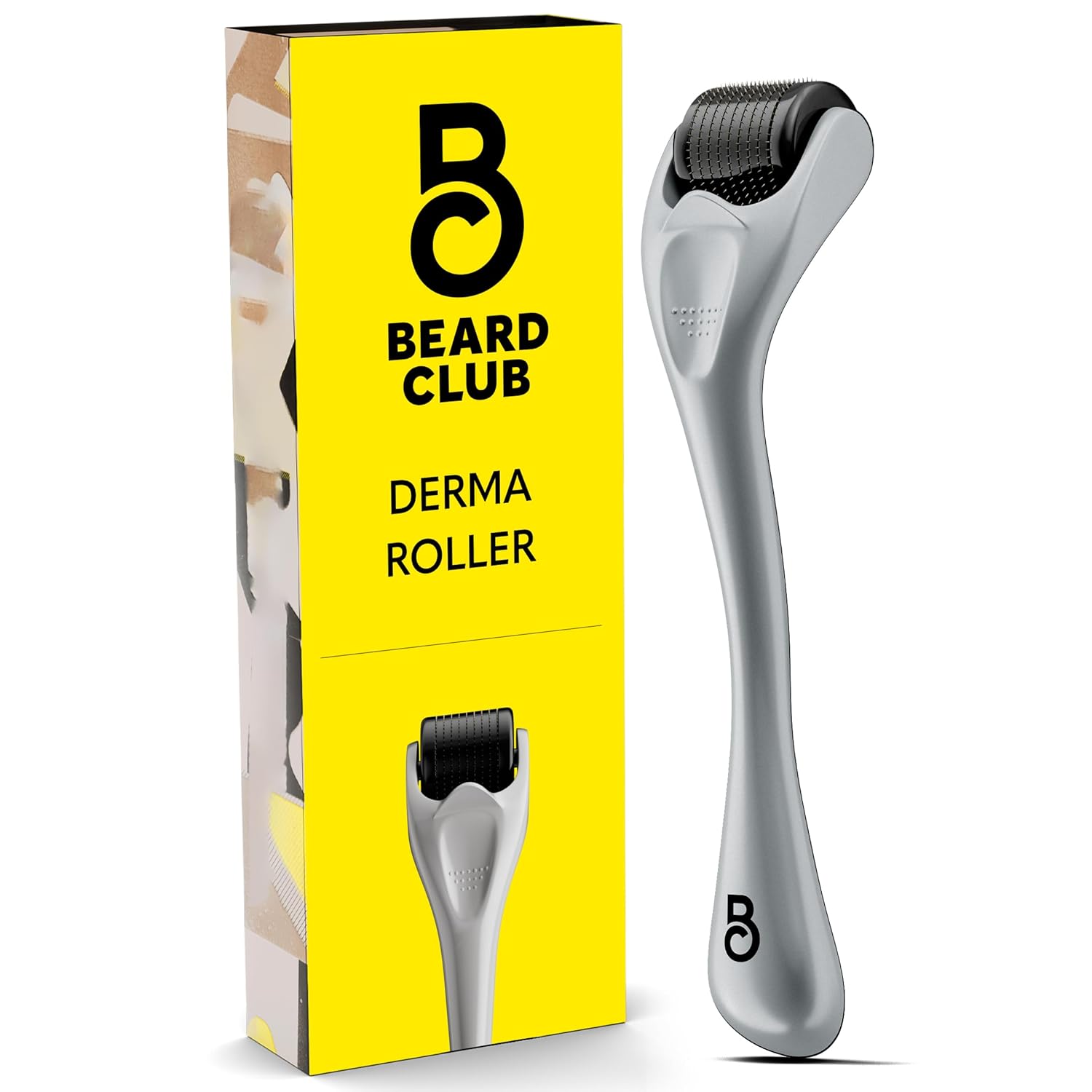 The Beard Club Derma Roller for Face, Body and Scalp – Microneedling for Men and Women with 540 Titanium Microneedles – Beard Roller & Micro Needling Scalp Hair – Silver & Black The Beard Club Derma Roller for Face, Body and Scalp – Microneedling for Men and Women with 540 Titanium Microneedles – Beard Roller & Micro Needling Scalp Hair – Silver & Black