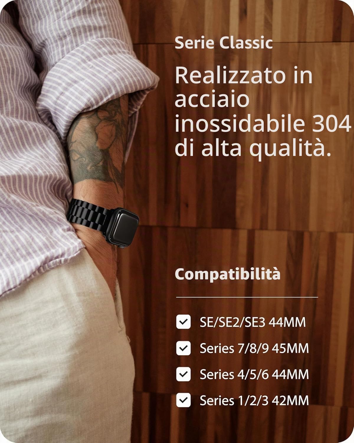 Fullmosa Cinturino per Apple Watch 44mm 45mm 42mm 46mm 49mm 40mm 41mm 38mm, Cinturino Acciaio Inossidabile Compatibile con Apple Watch Ultra3/SE3 2 1 Serie 11 10 9 8 7 6 5 4 3, per Uomo e Donna, Nero