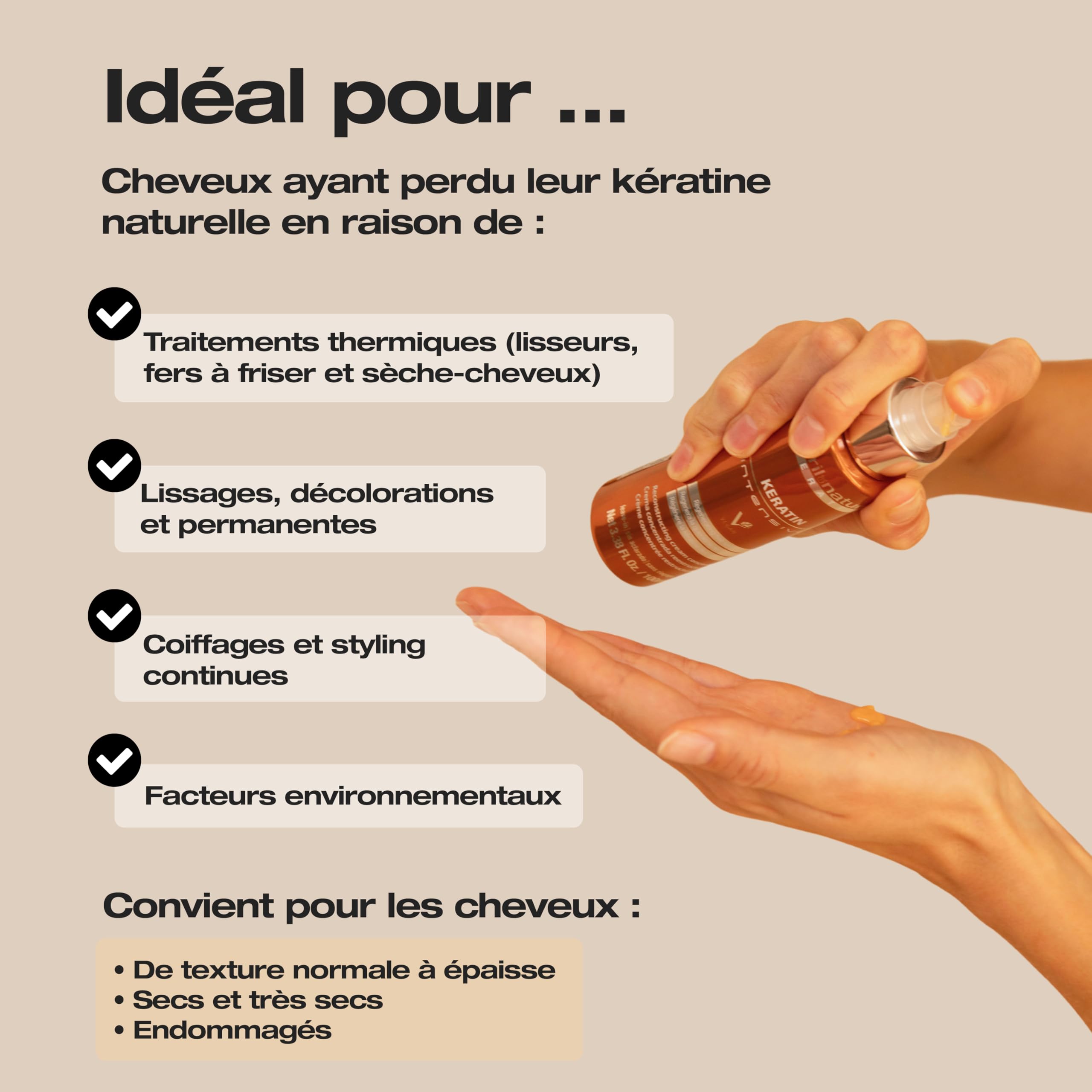 abril et nature - Set de Soins Capillaires Professionnels Keratin - Répare et Restructure avec Kératine Ultra-Rapide - Pack Shampooing, Masque et Sérum pour Cheveux Abîmés ou Cassants - 550 ml