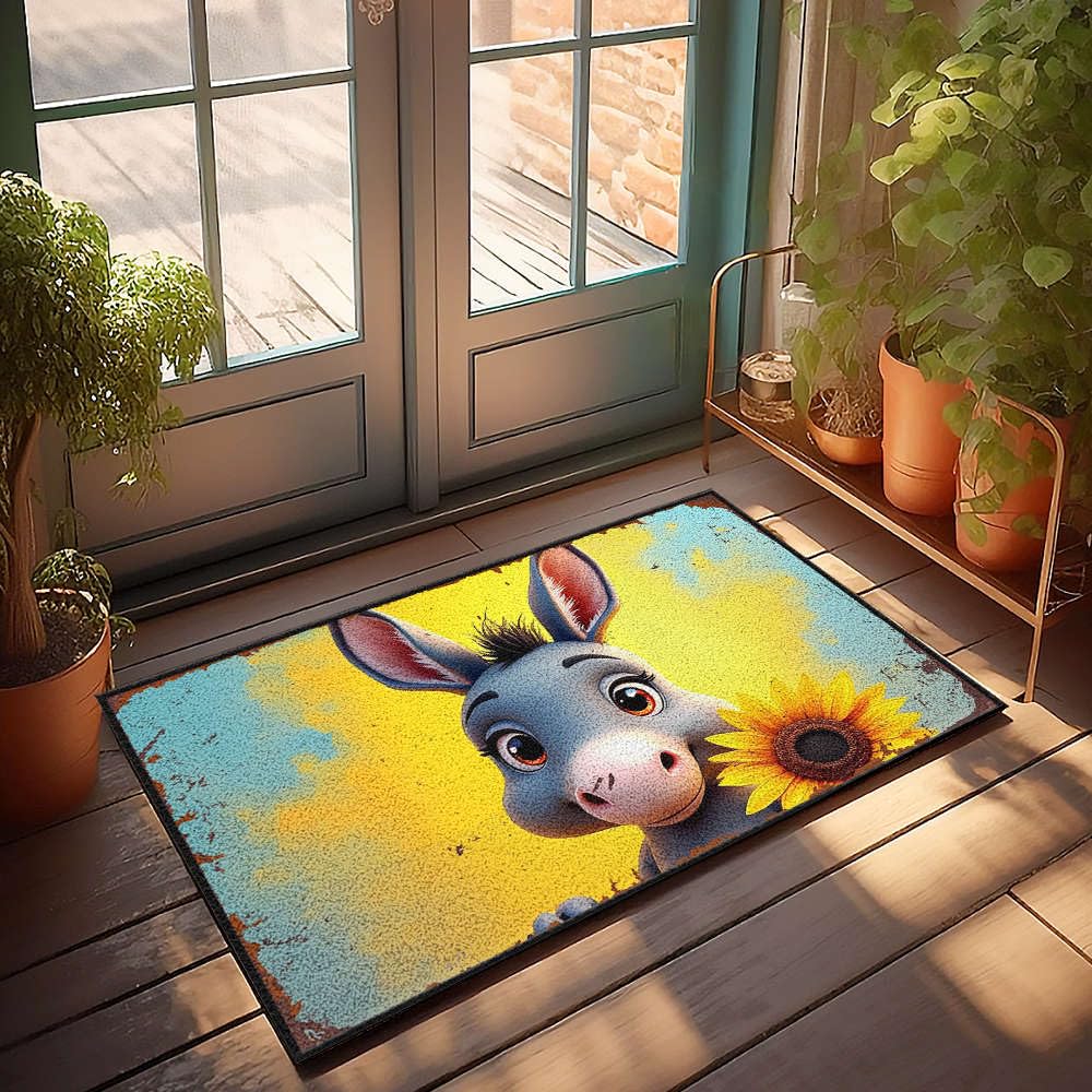 Tapis d'extérieur âne de dessin animé抗污 paillasson rigolo pour entrée humide