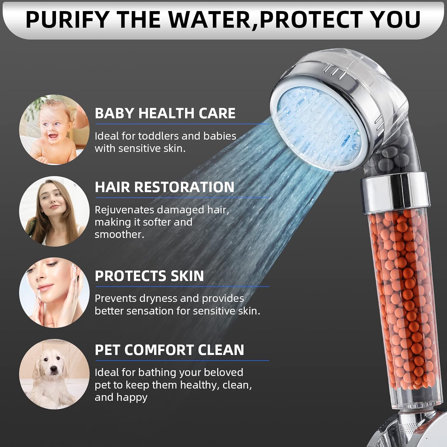 ed LED Shower Head with Handheld, Color Changing, High