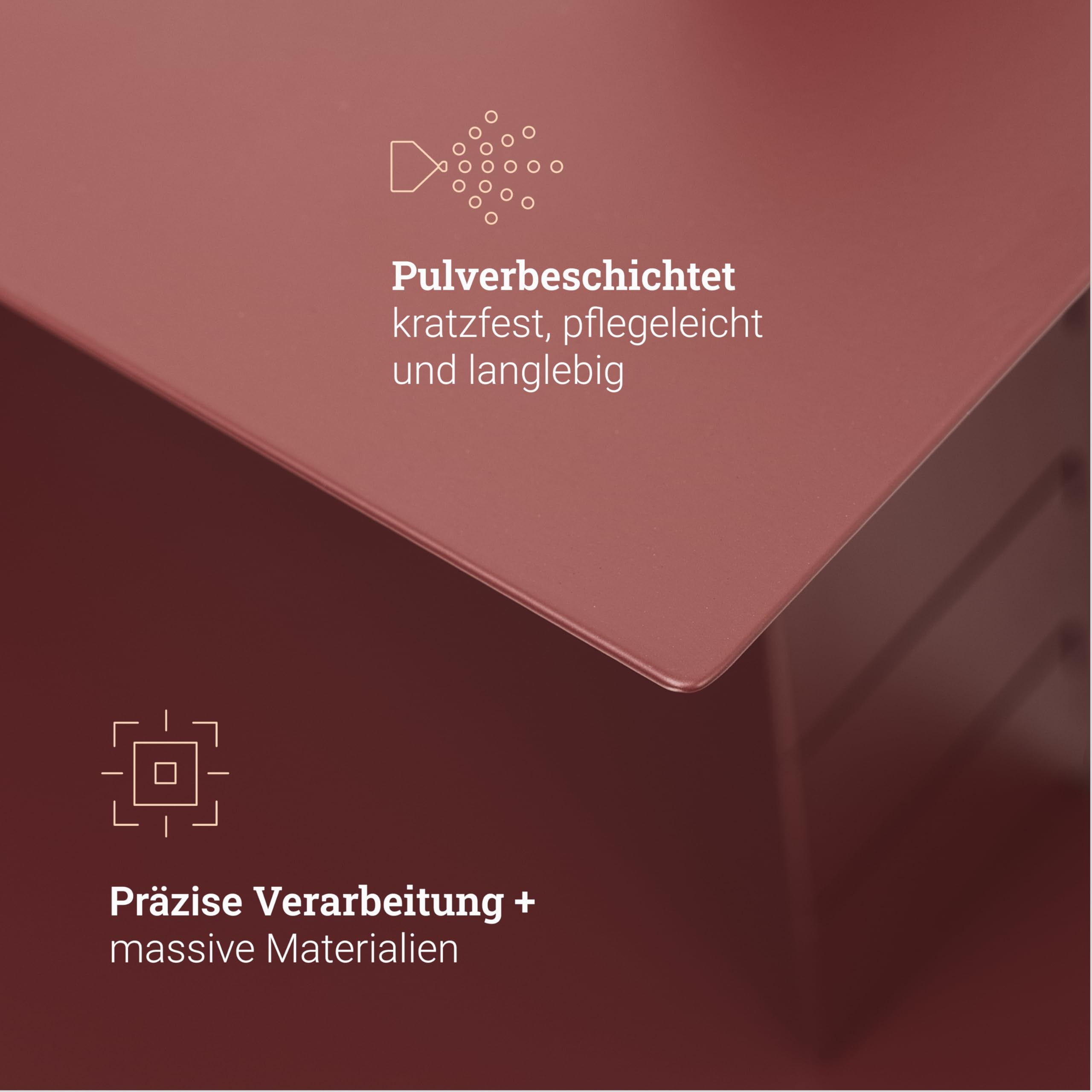 Natural Goods Berlin 1x Wandregal Slide IN - Wandregal Metall Rot 720 x 600 x 210 mm - Metallregal Wand Rostfrei Pulverbeschichtet - Gewürzregal, Regal Hängend, Badregal Wand Regale - Regalsystem