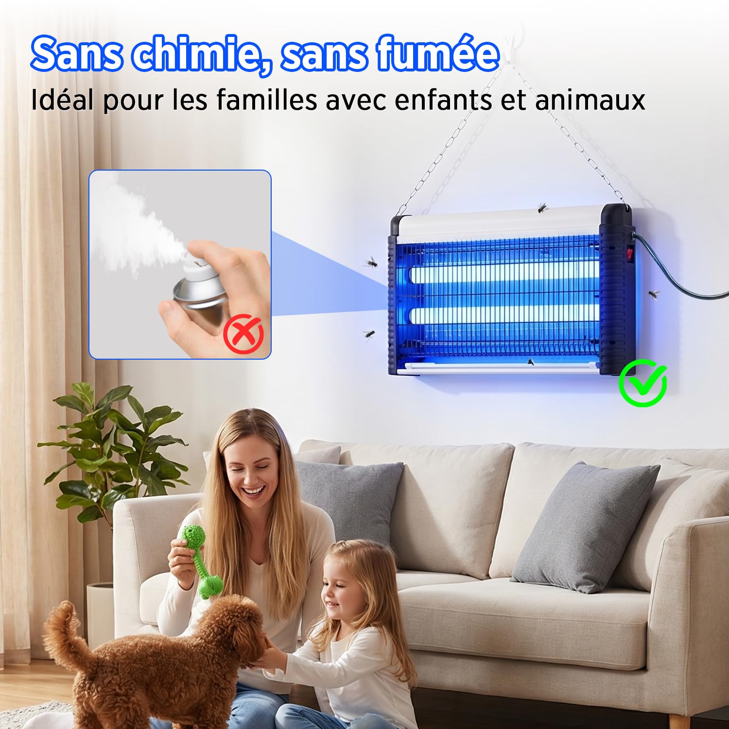 Lampe Anti Moustiques UV 35W 4000V Tue Mouche Électrique pour Intérieur 80m²
