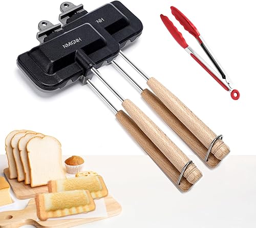 NMIGNH Juego de 2 sándwiches calientes, molde para hornear sándwiches de doble cara, sándwich de desayuno, juego de sándwiches portátil para acampar