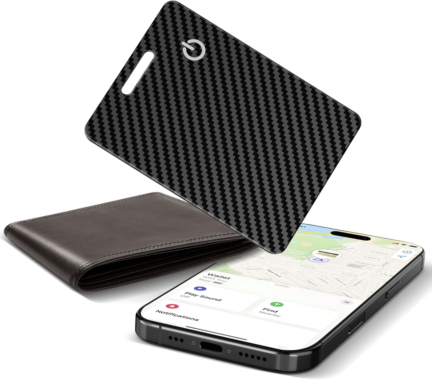 Wallet Tracker Card (iOS Only), Rechargeable Smart Card Wallet Tracker for Apple Find My, Thin Bluetooth Tracking Card GPS Tracker, Key Finder for Keys, Bags, Passport, Carbon Fiber Black-image-34