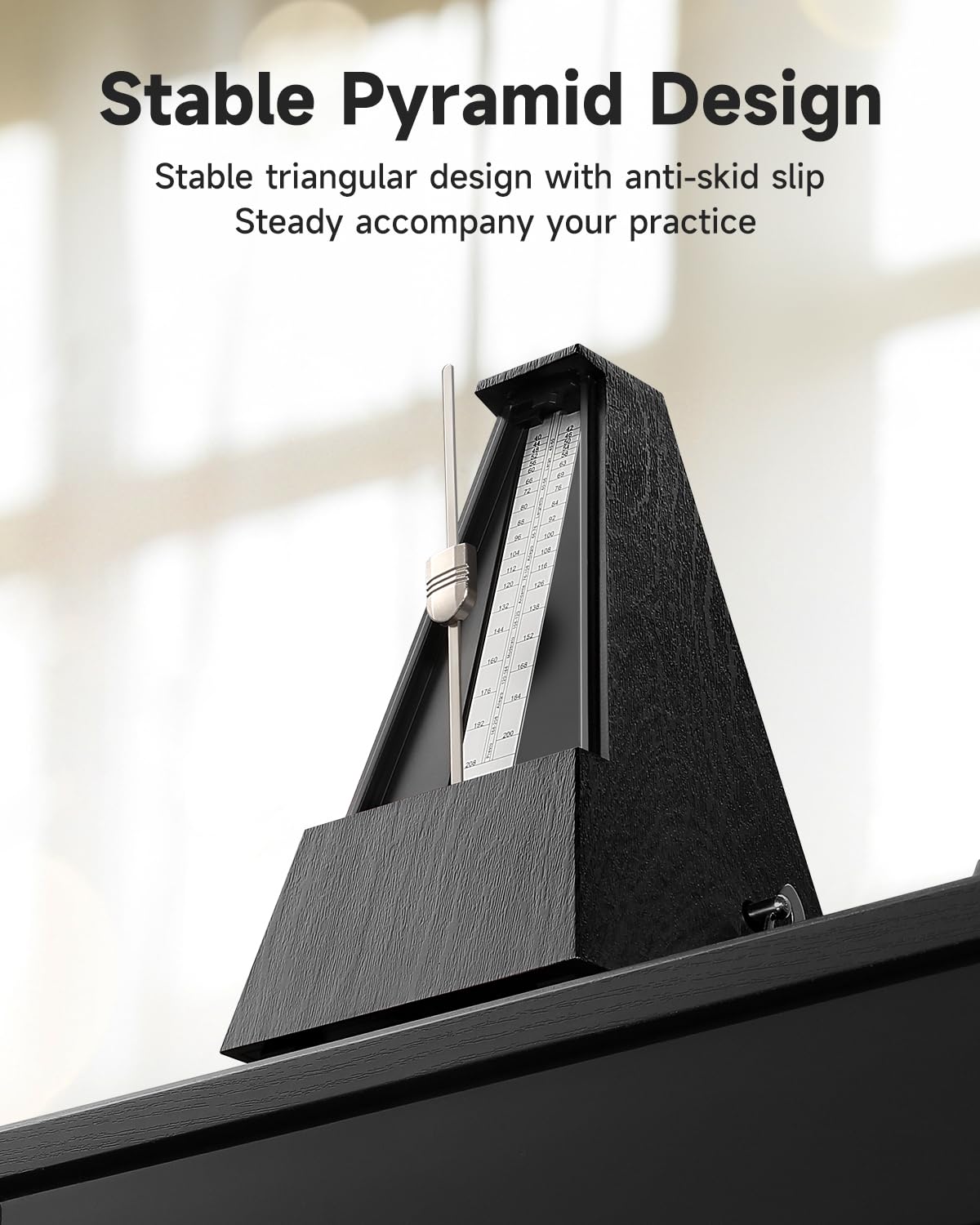 Donner Mechanical Metronome for Piano Guitar Drum Violin Saxophone Musician, Track Beat and Tempo, Loud Sound, Steel Movement, DPM-1, Black