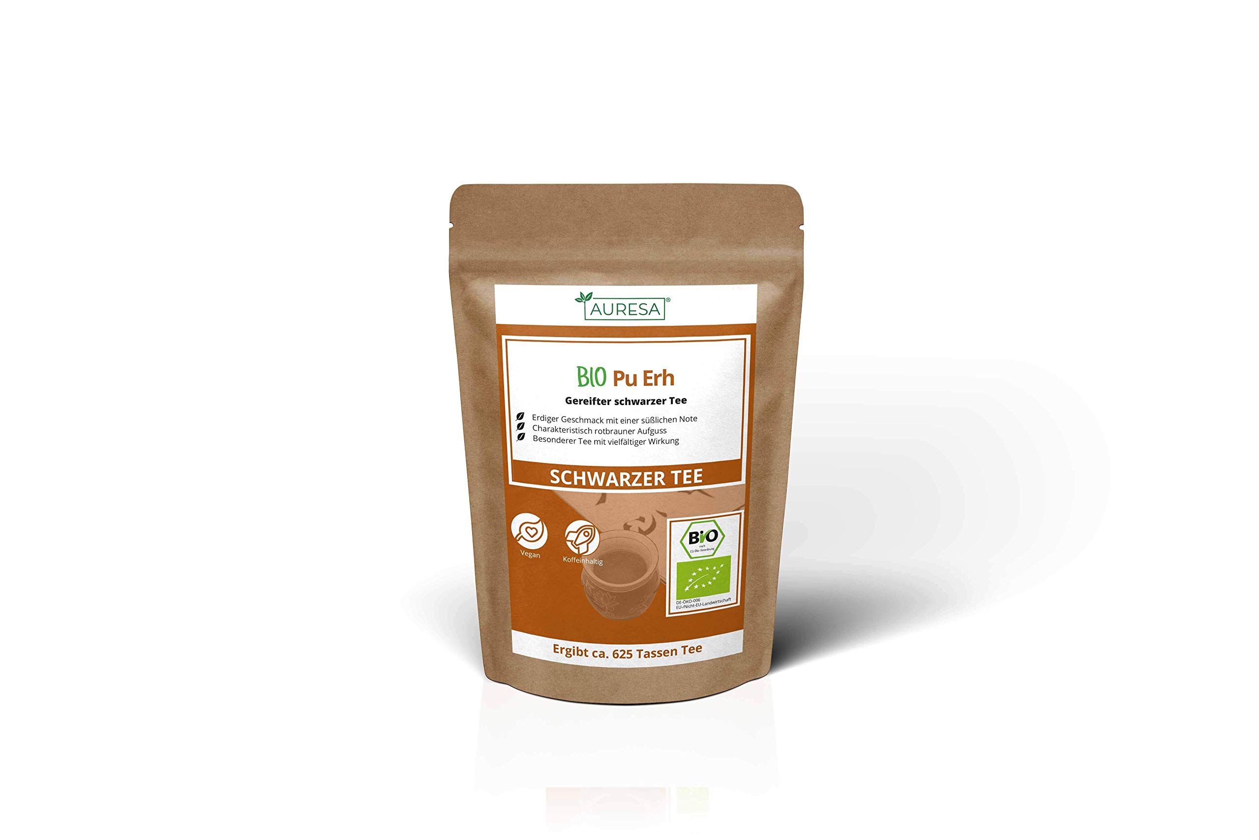 AURESA Bio Pu Erh | Eine Spezialität aus China | Fermentierter Tee | Aufgrund seiner Farbe auch als roter Tee bekannt
