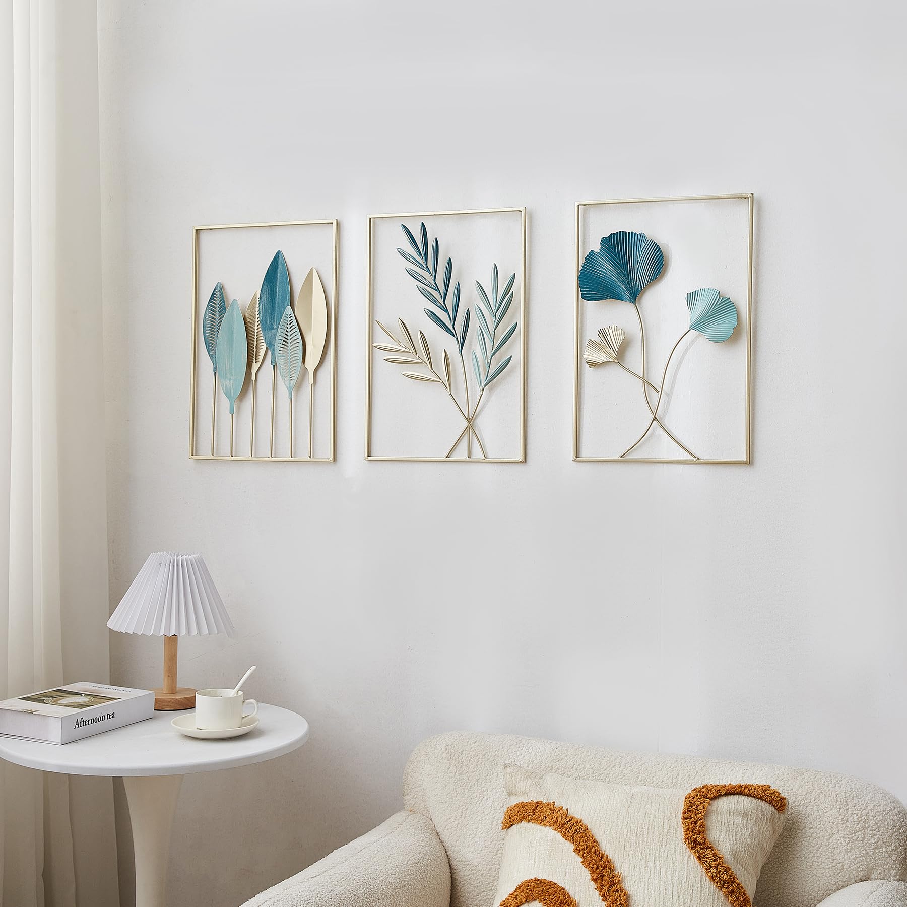 JGS ® Set van Gouden Metalen Bloemdecoraties voor aan de Muur JGS ® Set van Gouden Metalen Bloemdecoraties voor aan de Muur