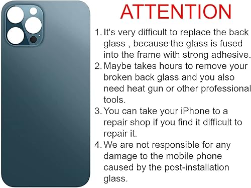 Miniatura 4 de Day-market 12 Pro Max - Cristal trasero de repuesto para iPhone 12pro Max de 6.7 pulgadas con cinta preinstalada, instrucciones de instalación