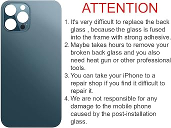 12 Pro Max Back Glass Replacement for iPhone 12pro Max Back Cover Glass 6.7 Inch with PreInstalled Tape Installation Instruction Repair Tools Screen Protector Pacific Blue
