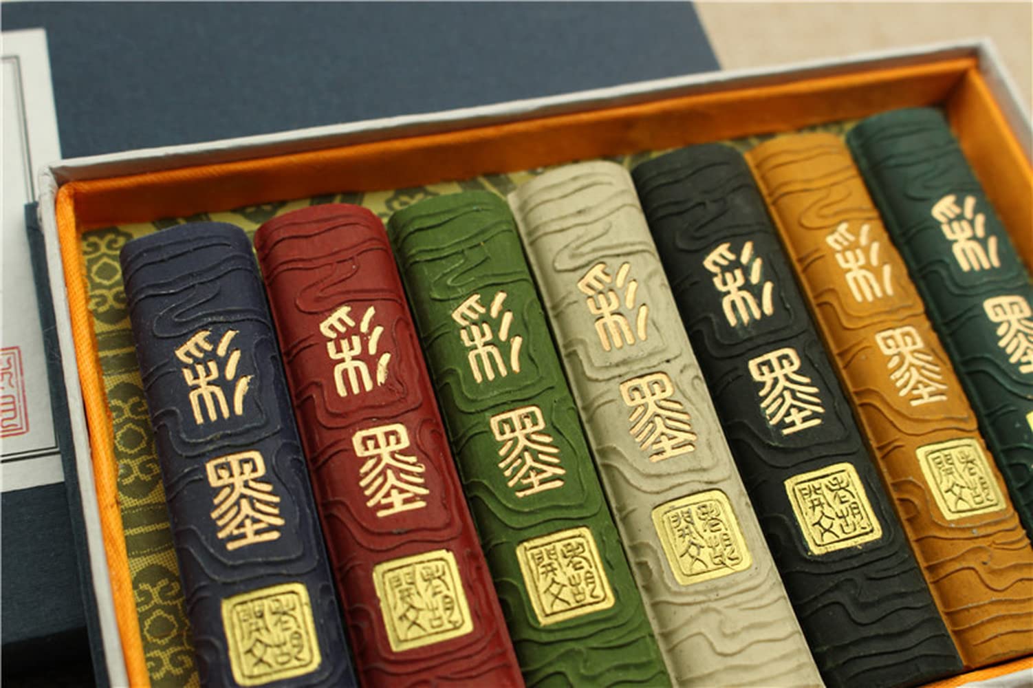 XIALON 12pcs Chinese Color Ink Stick Painting Calligraphy Writing Ink Stone Watercolor Ink Stone