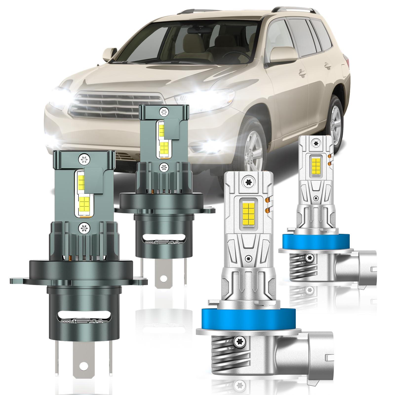 Photo 1 of ZSTOPCL Compatible with Toyota Highlander 2008-2010 Fog Bulbs, High&Low Beam Fog Light Bulbs Combo, 800% Super Bright 6000K Cool White, Plug and Play, Pack of 4
